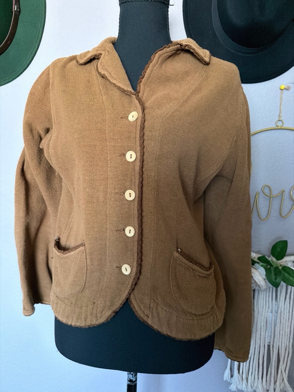 Women's Brown Button-Front Blazer Jacket